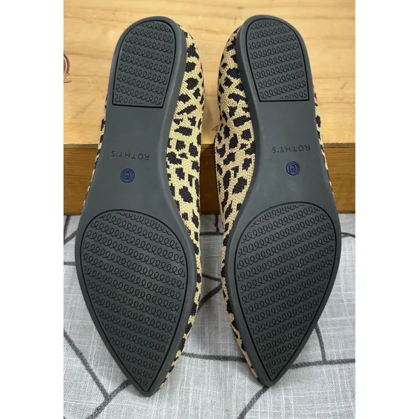 Rothy's Leopard Print Flats The Pointe Toe Black Tan Womens Shoes Size 9 - Image 7