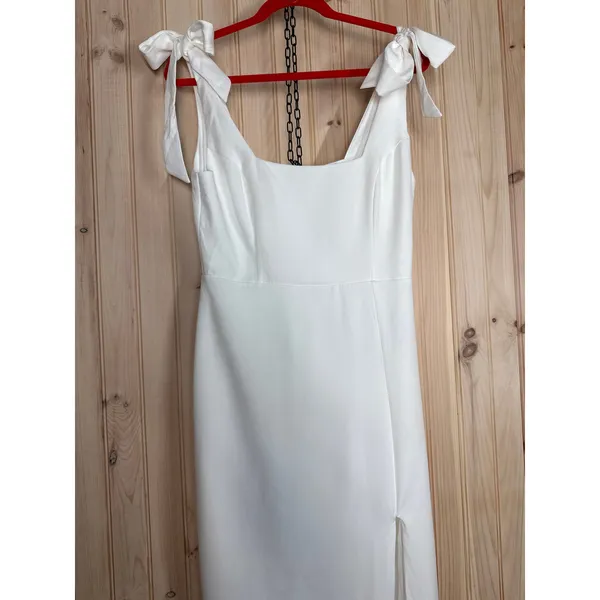 Lulus Your Sweetie White Tie-Strap Column Maxi Dress Long Wedding Holiday Medium - Image 4