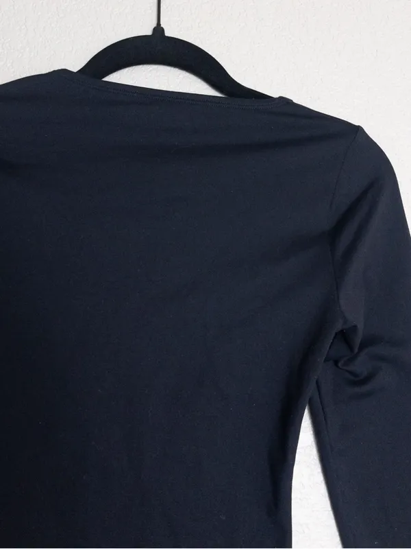 Abercrombie & Fitch Soft AF Long Sleeve Bodysuit XS Black Square Neck Thong - Image 8