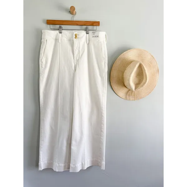 J.Crew | NWT Petite Denim Trouser Jean Stacked Buttons White | Sz P31 - Image 2