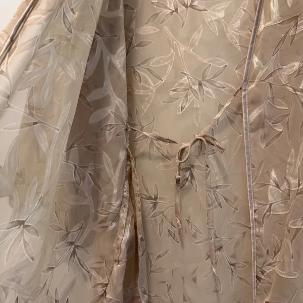 HALSTON Women's Medium Beige Leaf Pattern Sheer Long Kimono Robe Lounge*No Belt* - Image 3