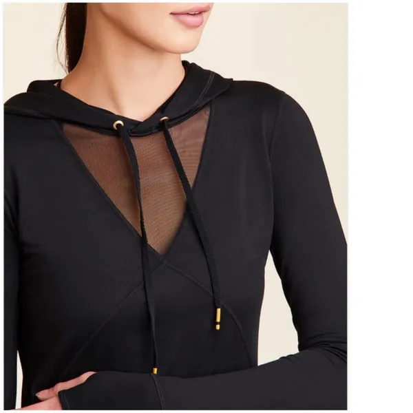 ALALA Flyweight Hoodie Tee Black Small Mesh Activewear Top - Image 3