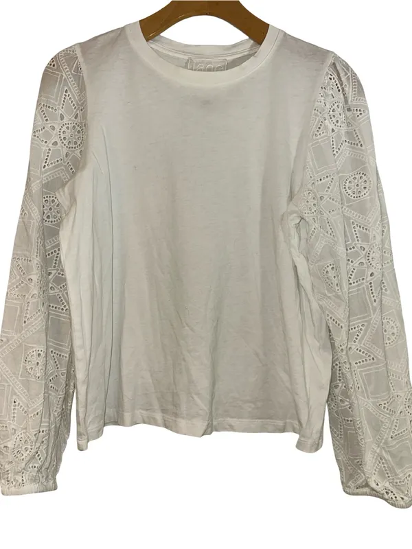 Johnny Was Jade Women’s Size S White Eyelet Puff Long Sleeve Nora Blouse Top - Image 5