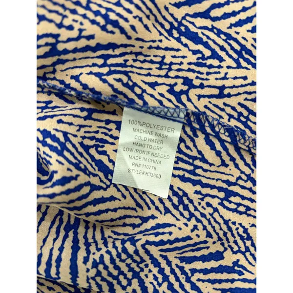 Hazel Hazel Blouse Womens Small Blue Beige Zebra Print High Low Button Back Top - Image 6