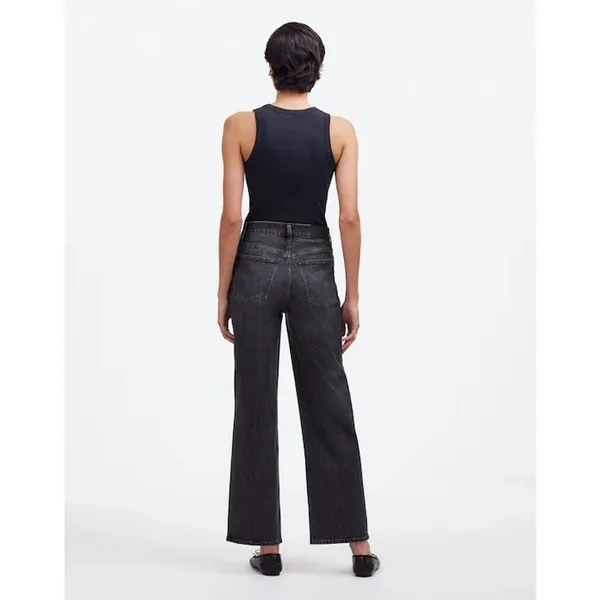 Madewell The Perfect Vintage Wide-Leg Crop Jeans Size 29 Washed Black Robles - Image 14