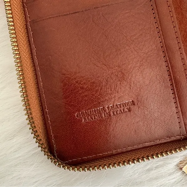 Valentina Italy Embossed Genuine Leather Floral Zip Around Wallet - Image 3