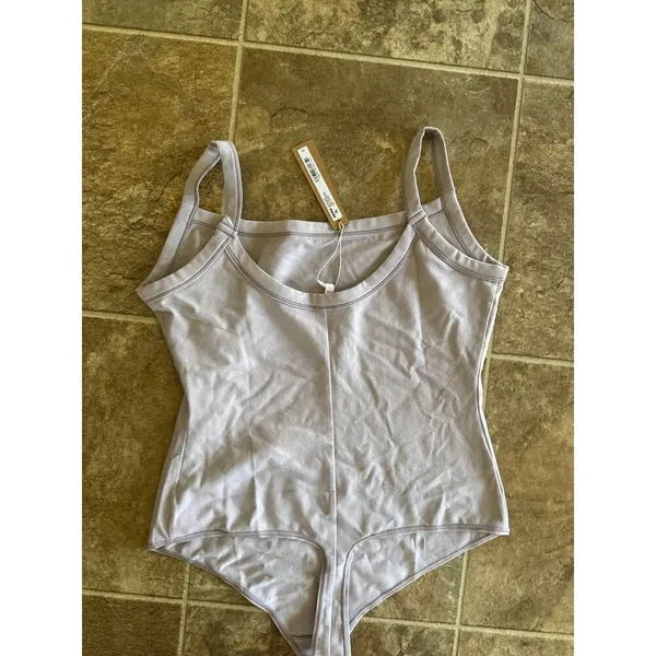 Skims Cotton Jersey Scoop Neck Bodysuit Oyster Size Large - Image 8