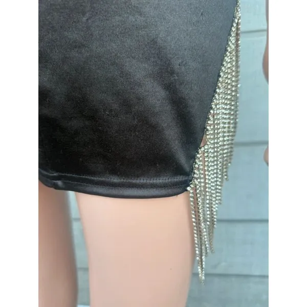Women’s better be black stain mini dress with rhinestones size small - Image 9