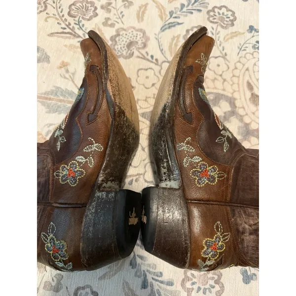 Old Gringo Bonnie Distressed Brown Embroidered Cowboy Boots 7 B - Image 8