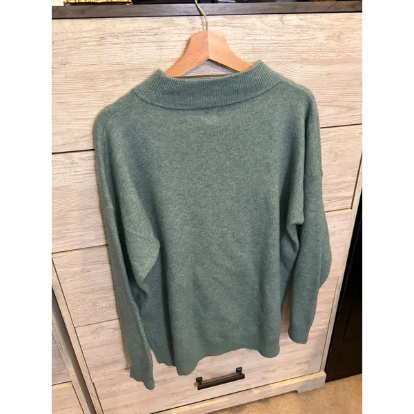 A New Day Sage Green Mock Neck Oversized Pullover Sweater Small - Image 2