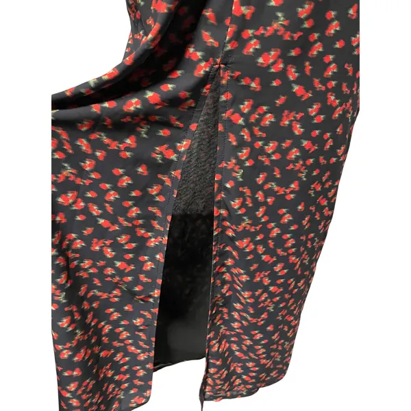 White Fox Black Floral Slip Dress Open Back Tie Maxi Small - Image 9