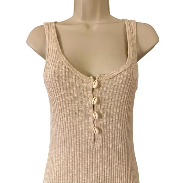 Women's Forever 21 Beige Ribbed Knit Tank Dress Size Small - Image 2