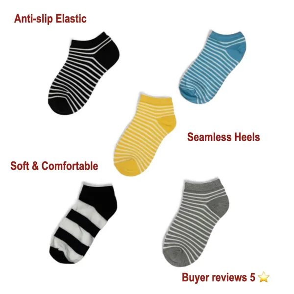 Fashion Seamless Heel Colorful Low Cut Socks 5pc Pack Casual‎ High Quality OS - Image 4