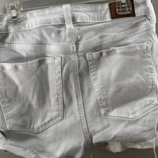 American‎ Eagle Women White Hi-Rise Shortie Shorts Denim size 2 - Image 7