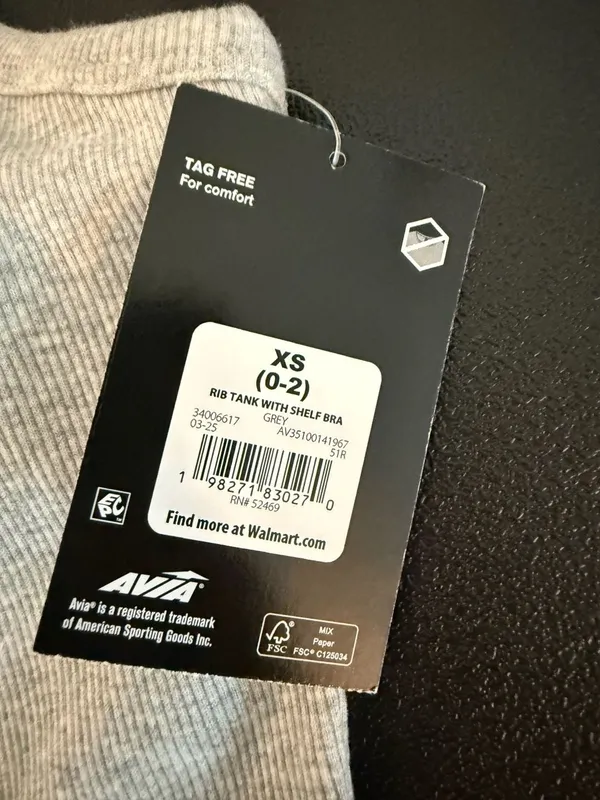 Avia Rib Tank with Shelf Bra Grey Size XS - Image 5