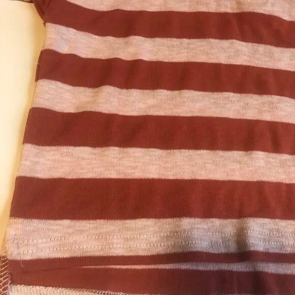 O'Neill Polo Shirt Striped Terracotta Cropped Short Sleeve S Boho‎ Skater Surf - Image 7