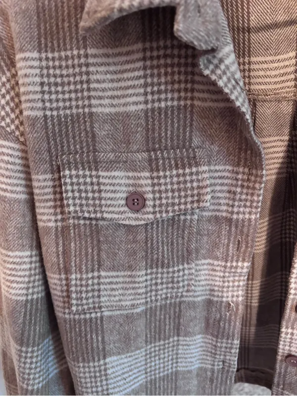 Pink Lily Brown and Cream Plaid Jacket- Women’s Size Small - Image 3