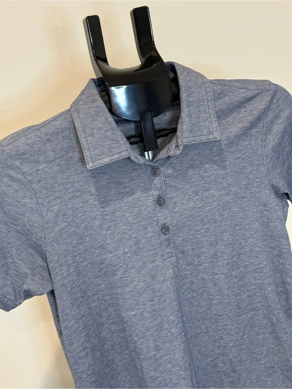 TravisMathew Women’s Small Blue Heather Golf Polo Shirt - Image 3
