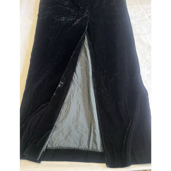 VTG Scott McClintock Black Velvet Maxi Dress Sz 12 USA Made Sleeveless Slit - Image 13