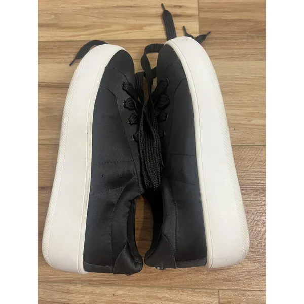 Steve Madden Bertie-S Shoes Wm‎ Size 9.5 Black Satin Platform Sneaker Casual - Image 6