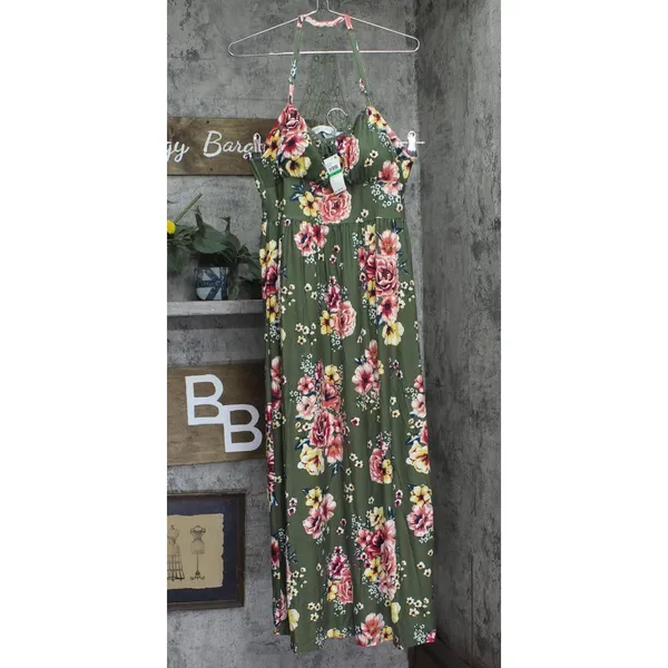 NWT Jamie & Layla Womens Petite Floral-Print Empire Maxi Dress Green Multi PL - Image 5