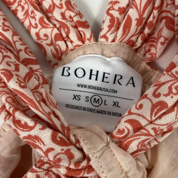 Bohera Dress Womens Medium Red White Floral‎ Halter Maxi Lined Boho Italy India - Image 2
