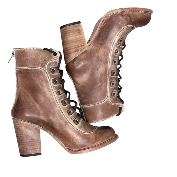 Freebird‎ BY STEVEN Borow Women's Boots Size 10 Distressed Tan Lace Up Zip Up - Image 5