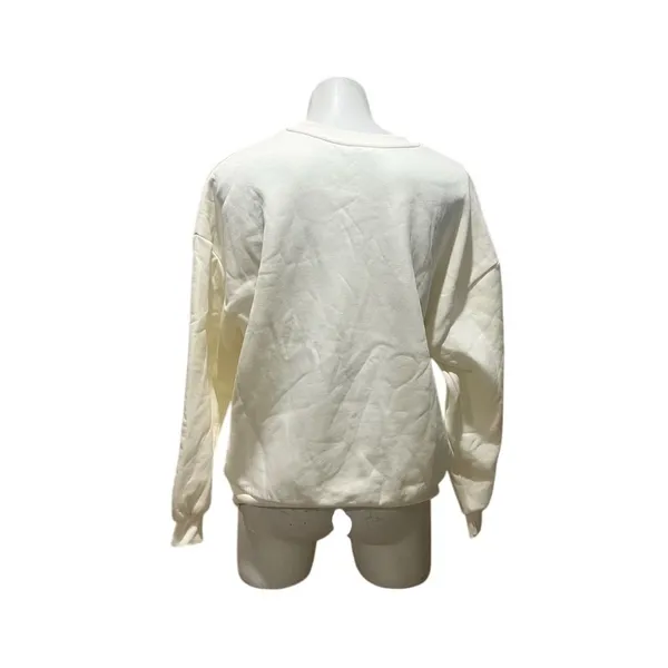 Francesca's Women's M Beige Love Embroidered Long Sleeve Sweatshirt - Image 6