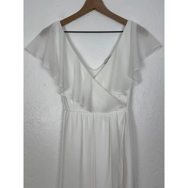 Baltic Born Katya White Ruffle Maxi Dress Chiffon Bridal Wedding Size Small - Image 3