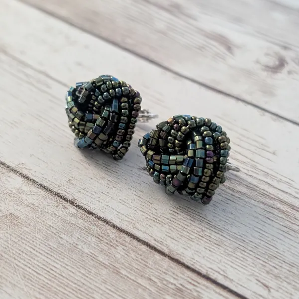 Vintage Clip On Earrings Dark Tones Wrap Design Statement - Image 2