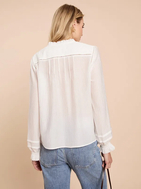 NWT Few Moda Nora Top size Small S White long sleeve CAARA blouse shirt - Image 3