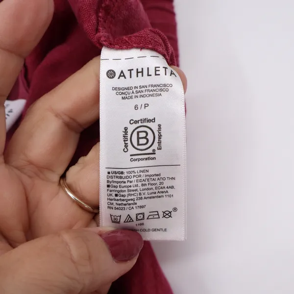 Athleta Linen Jogger Womens 6P Retreat Burgundy Elastic Waist Drawstring - Image 3