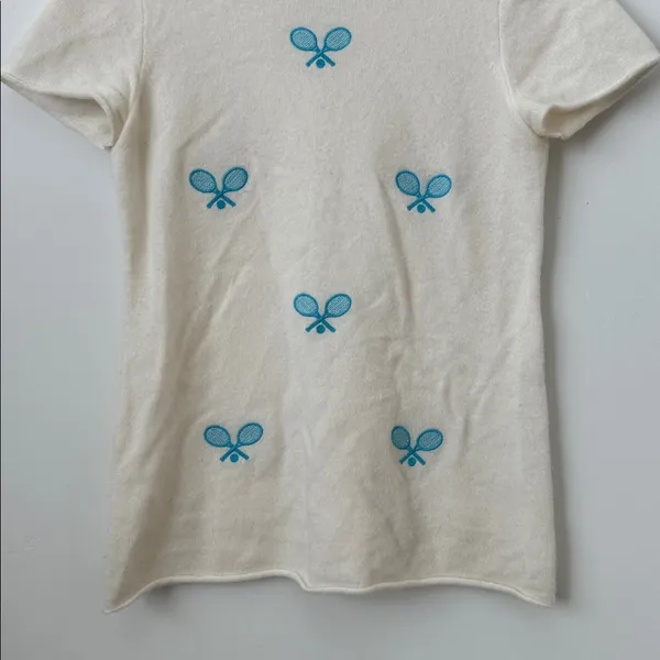 J.Crew 100% Cashmere Embroidered Tennis Top Size: S - Image 3
