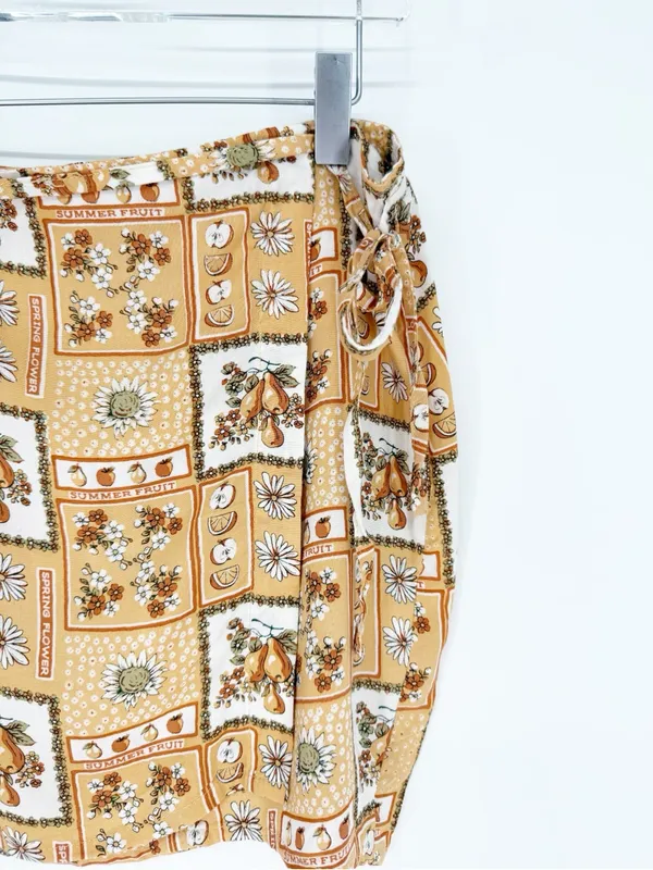 Motel Rocks Stamp‎ Mini Wrap Skirt Women's M Orange Y2K - Image 4