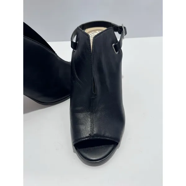 Vince Camuto Neveah Black Leather Peep-Toe Slingback Heel Sandal Silver Size 7 - Image 3