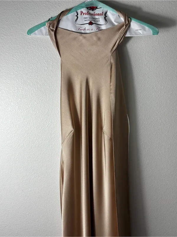 Show Me Your Mumu Lisa Maxi Dress Champagne Satin L - Image 8