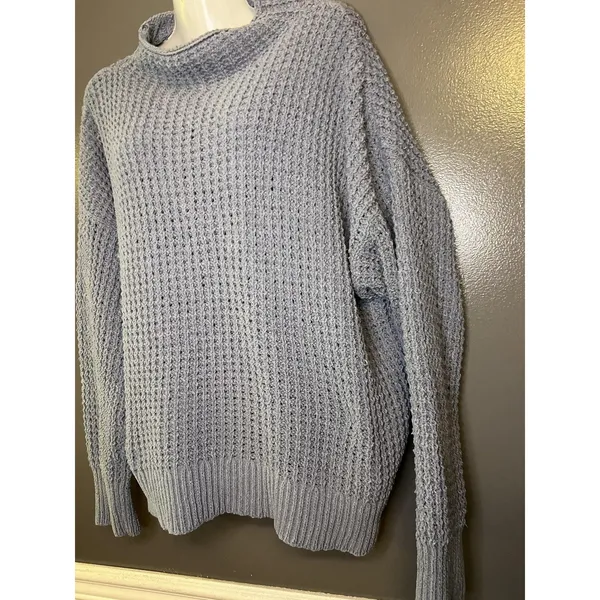 American Eagle Outfitters Sweater Womens XL Gray Waffle Knit Mock Neck Pullover - Image 4