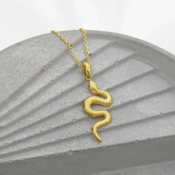 Minimal Gold Snake Necklace - Image 2