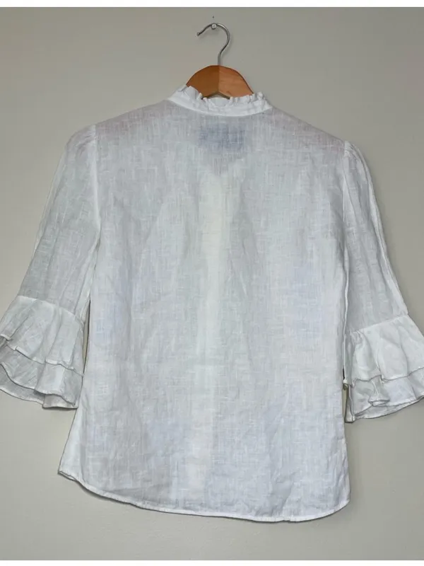 Reformation Linen Ruffle Shirt - Image 6