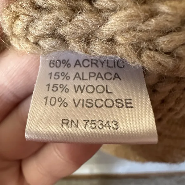 Anthropologie Elsamanda Alpaca Wool Blend‎ Beige White Crew Neck Sweater Medium - Image 5