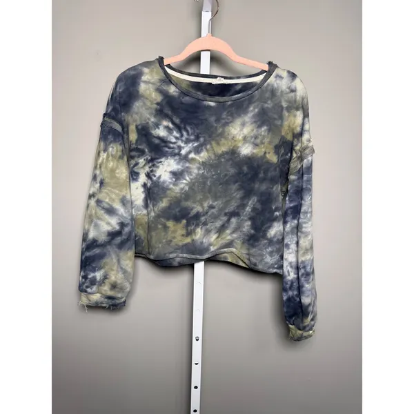POL Cropped Tie Dye Sweatshirt Raw Edge Distressed‎ Oversized S Festival Indie - Image 2