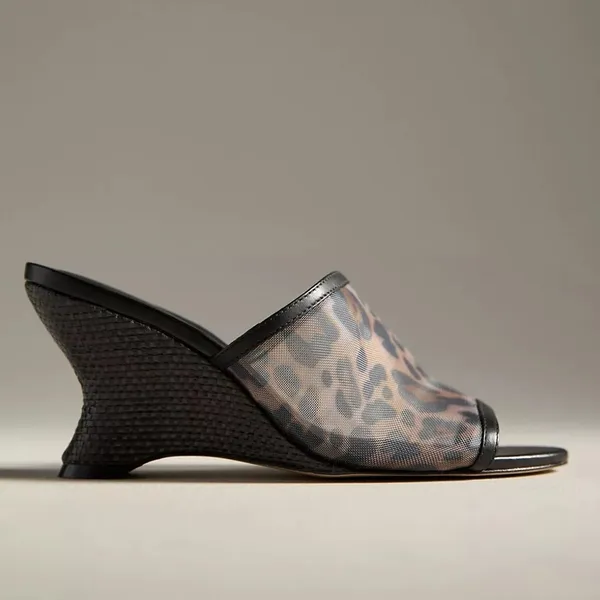NWT Anthropologie Maeve Leopard Mesh Mule Heels Size 7 - Image 3