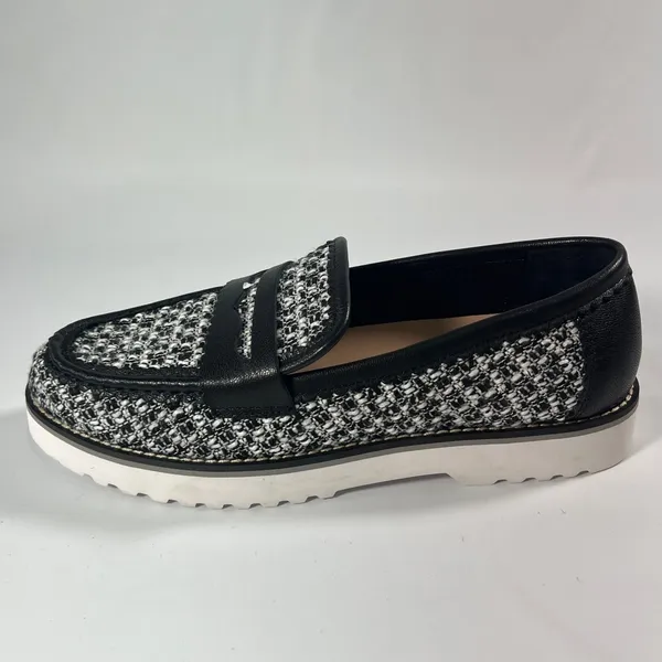 NYDJ Owen Penny Loafers‎ Bouclé Fabric Upper / Leather Trim Lug Sole Shoes 9M - Image 7