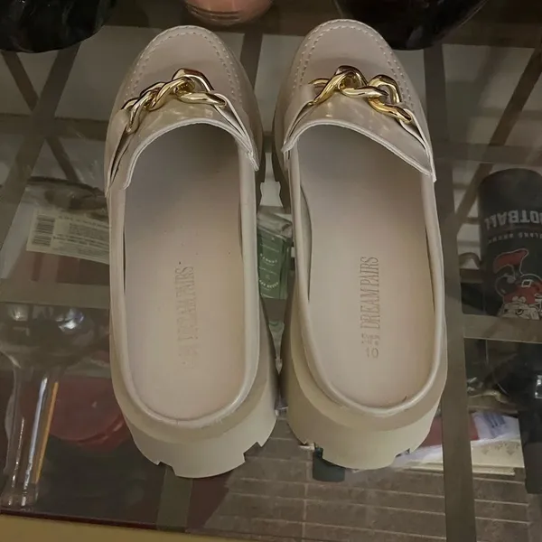 Dream Pairs Cream Gold Mules with Chunky Sole - Image 3