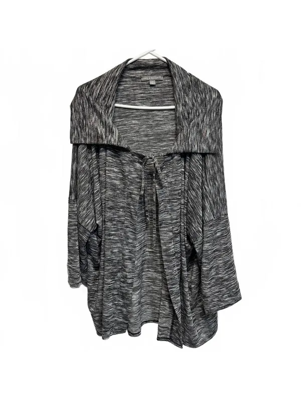Kate & Mallory Gray Heathered Knit Drop Shoulder Tie Poncho Top Plus Size 3X - Image 3