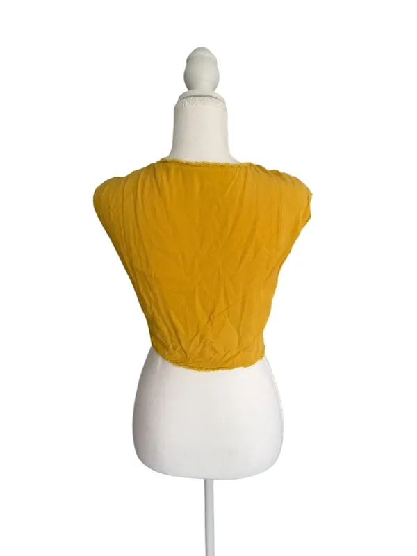 FREE PEOPLE Marigold Yellow Tie Front Vest Size Small - Image 4