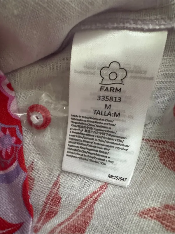 Farm Rio Porcelain Garden Linen Sleeveless Lavender Floral Embroidery Dress S M - Image 12