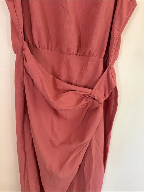 SHEIN Sleeveless Midi Dress with Side Knot in Rust - Image 3