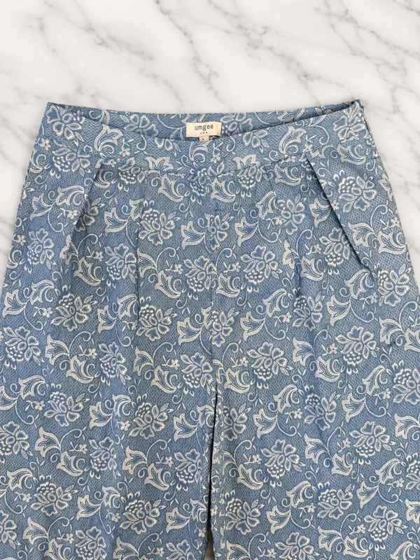 Umgee High Waisted Wide Leg Blue & White Paisley pants - Image 2