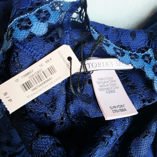 Victoria's Secret NWT Navy Blue Floral Lace Teddy Romper Lingerie 11098917 Small - Image 4
